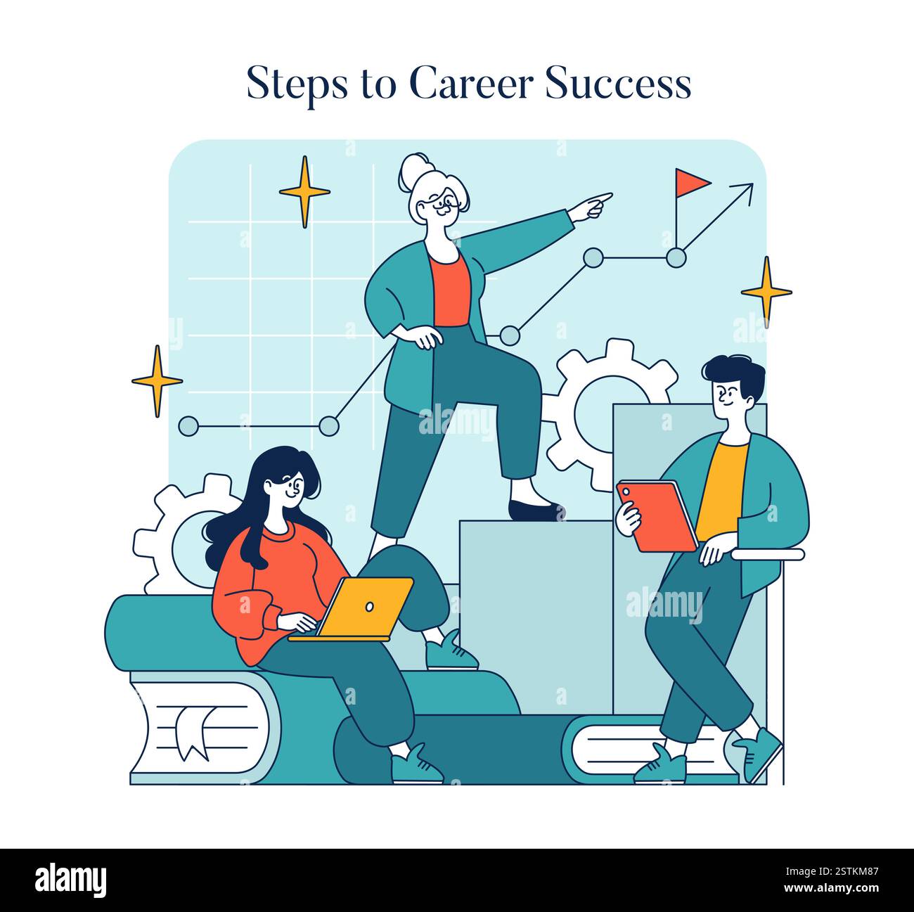 Steps to Career Success concept. Journey to professional achievement ...