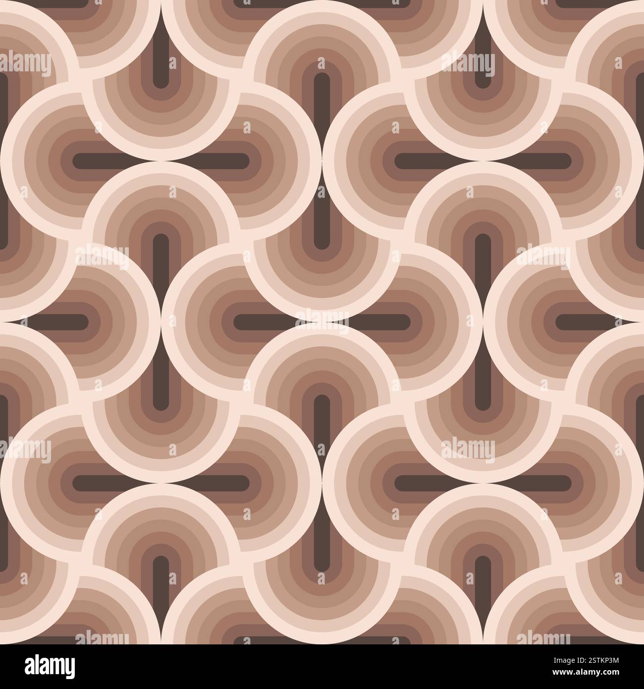 Retro waves wallpapers pattern, Seamless repeating vector pattern, brown mocha mousse colors Stock Vector