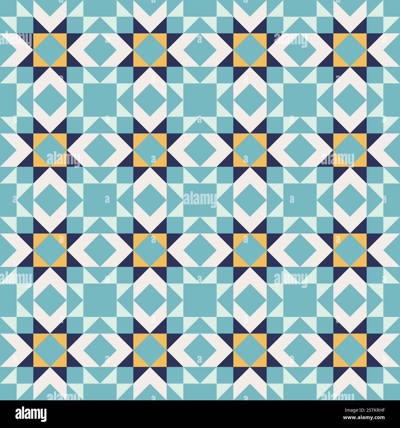 Geometric pattern with blue and yellow accents, seamless repeating ...