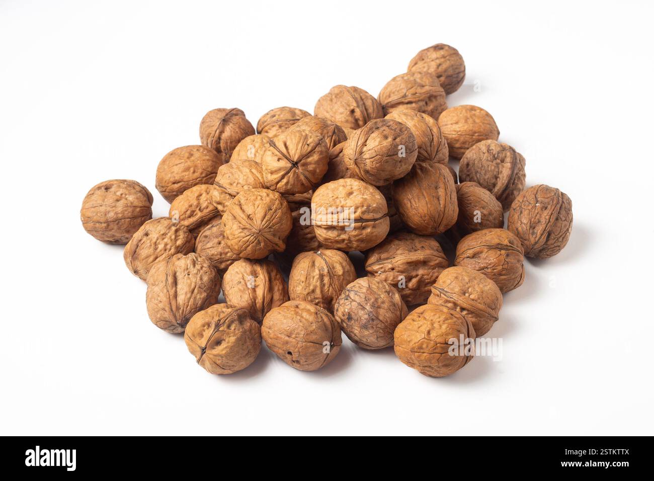 Group of walnuts on a white background Stock Photo