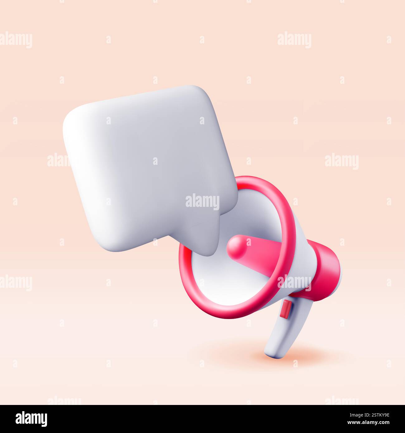 3D megaphone with blank bubble chat isolated Stock Vector