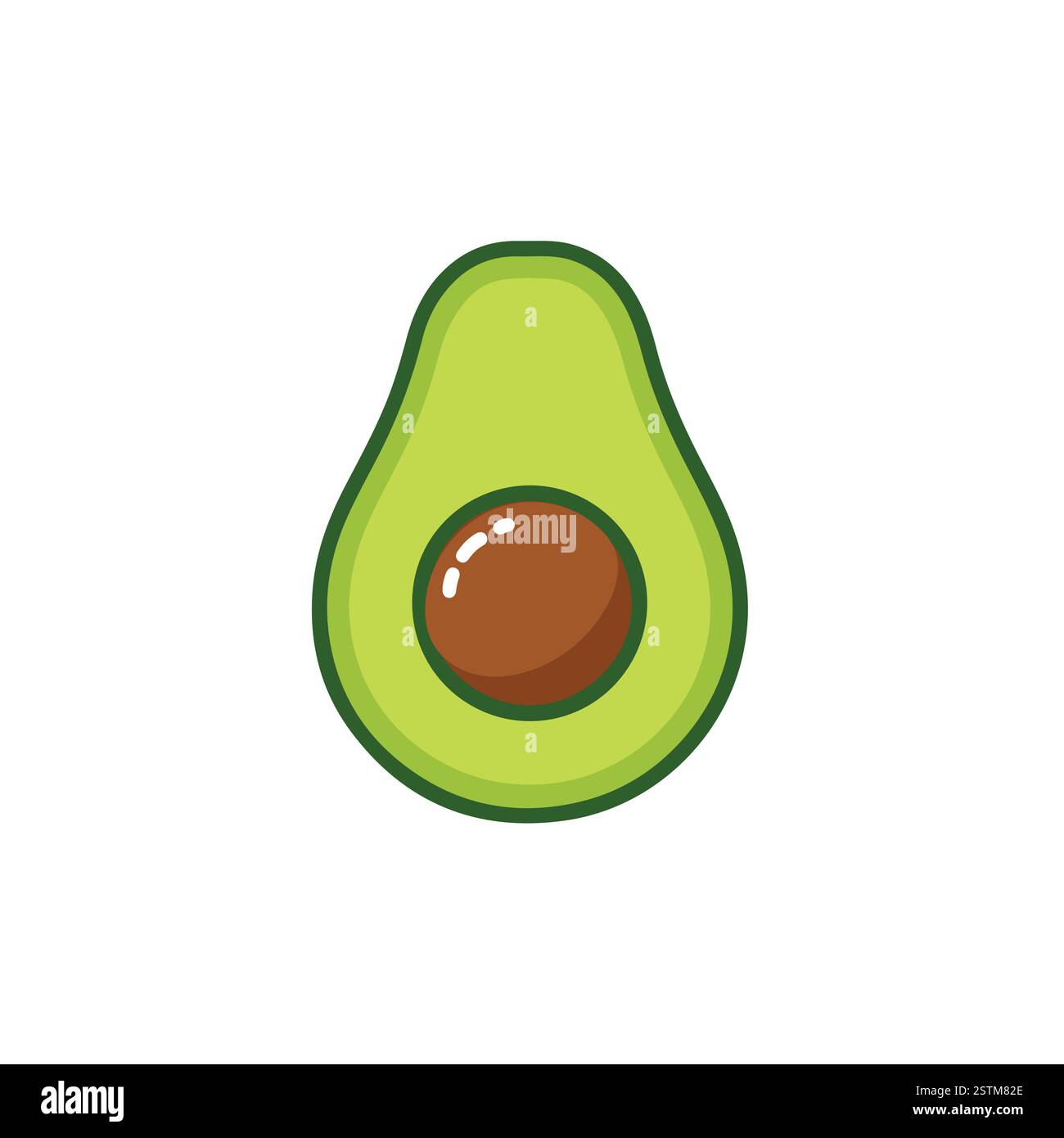 Flat Avocado Vector Icon – Minimalist Green Fruit with Brown Seed Stock Vector