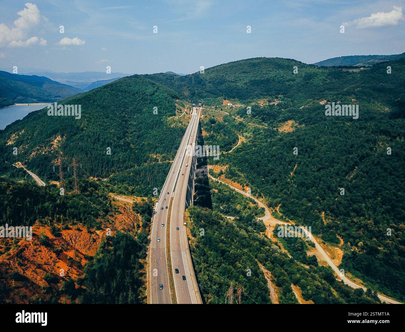 Aerial view of the road in the mountains Stock Photo - Alamy