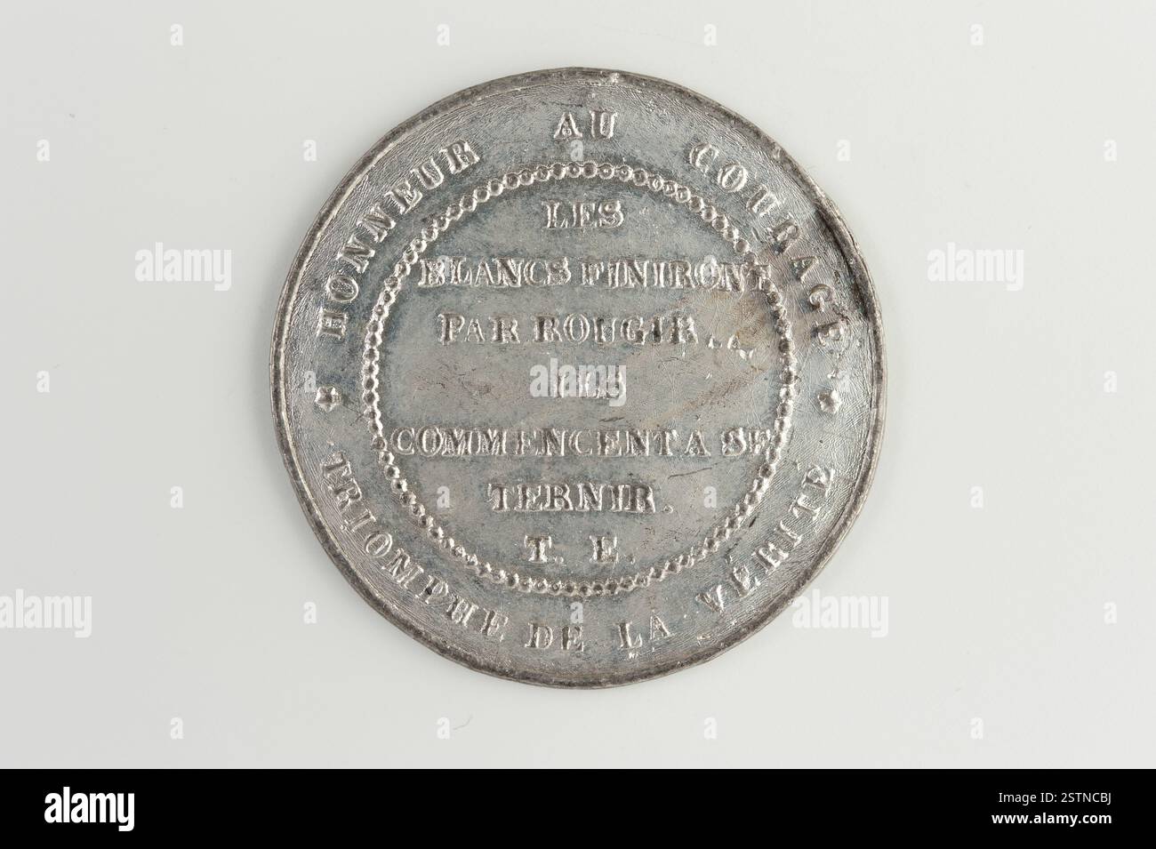 French Inscription A numismatic piece from 1849 by Louis-Nicolas de Lespinasse, featuring ...