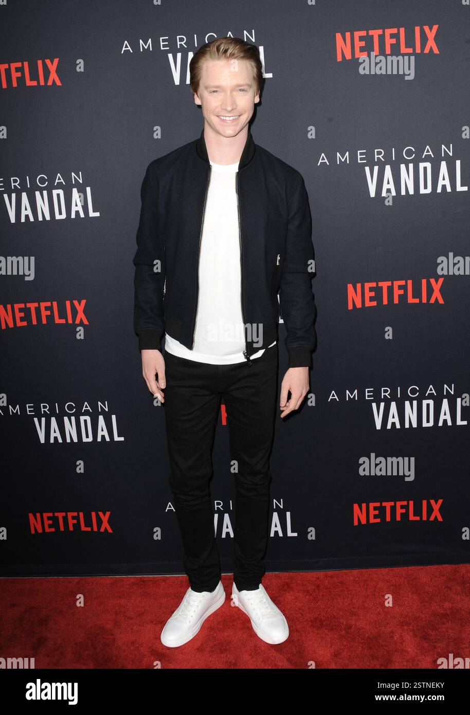 Calum Worthy attends the premiere of Netflix's 'American Vandal' at ...
