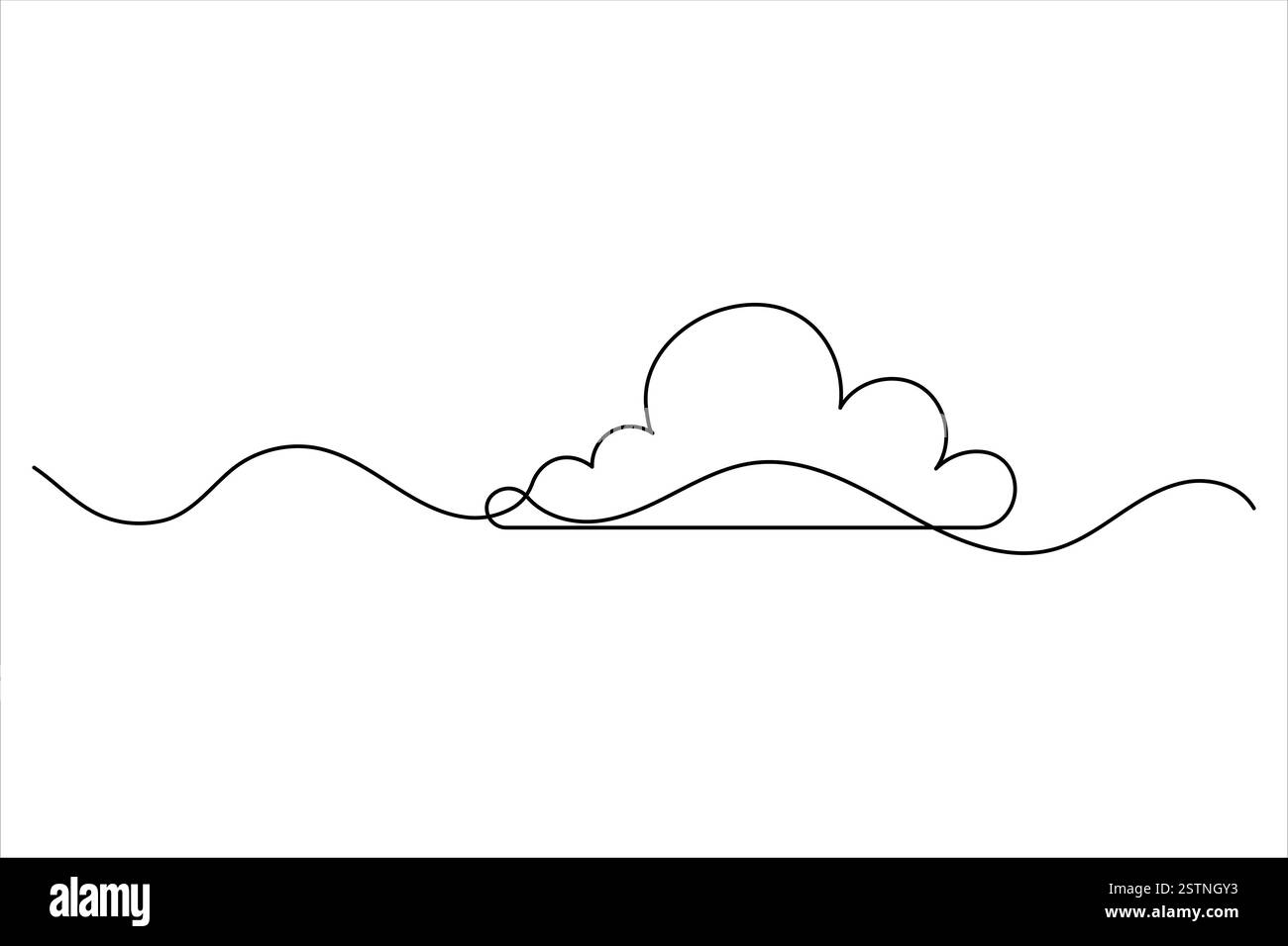 Cloud one line drawing and isolated continuous outline vector ...