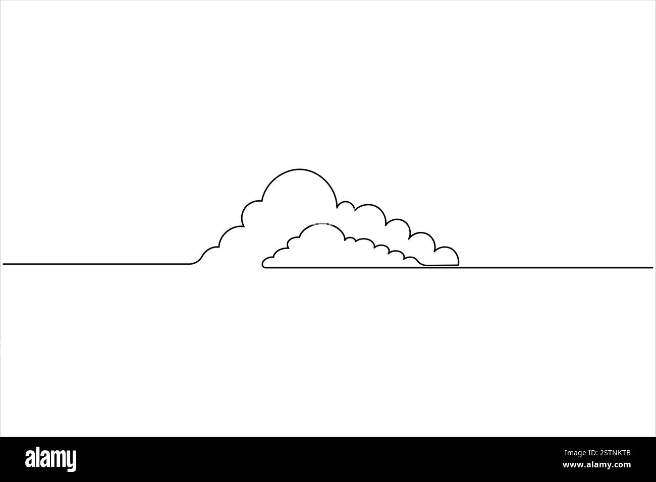 Cloud one line drawing and isolated continuous outline vector ...