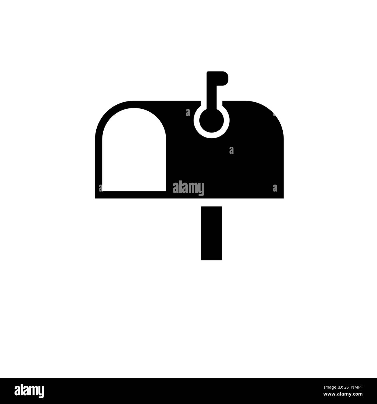 Retro Adress Postbox, Open Postal Mailbox Solid Flat Vector Icon Isolated on White Background. Stock Vector