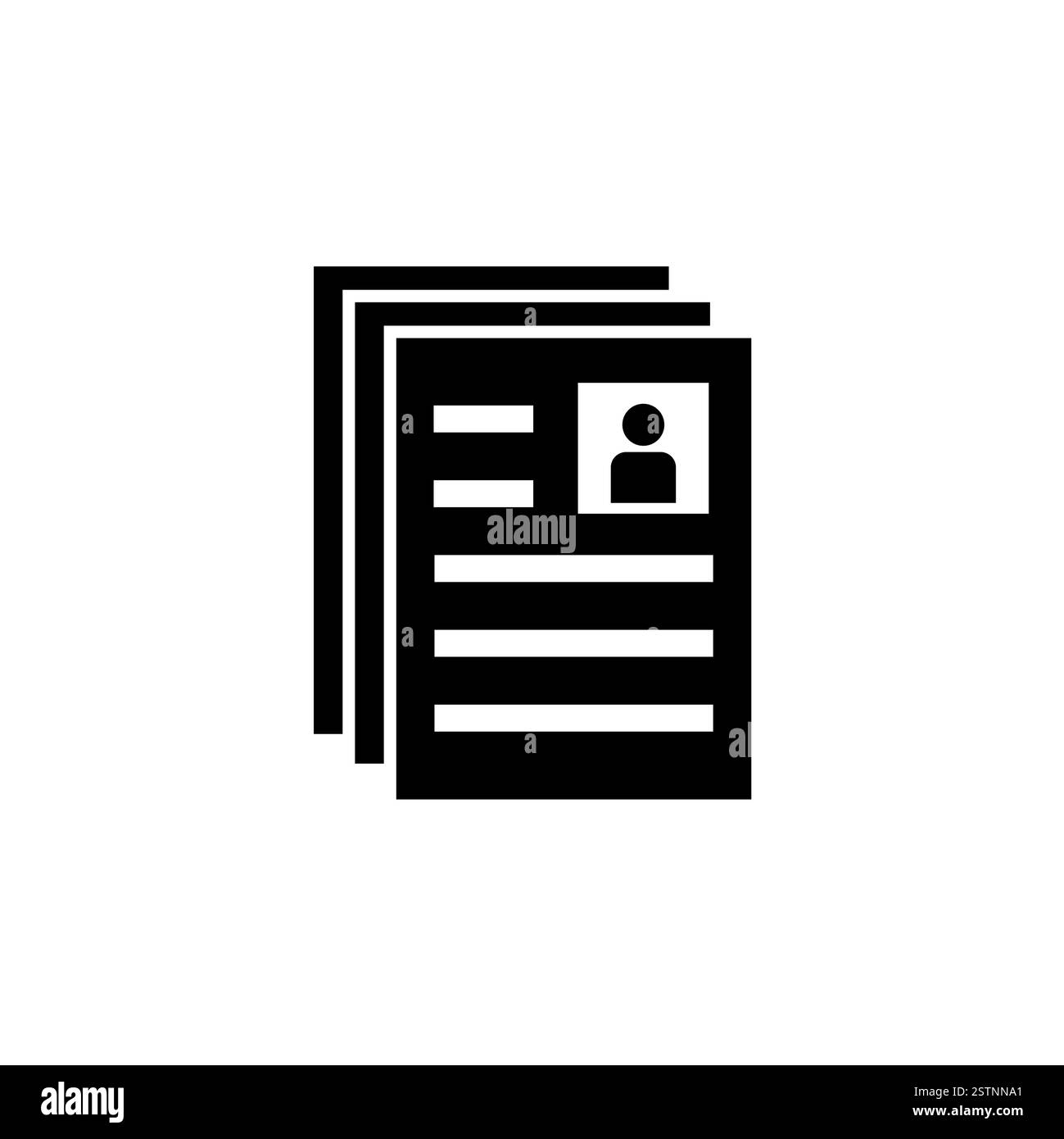 Head hunting, Resume, Portfolio Search Solid Flat Vector Icon Isolated on White Background. Stock Vector