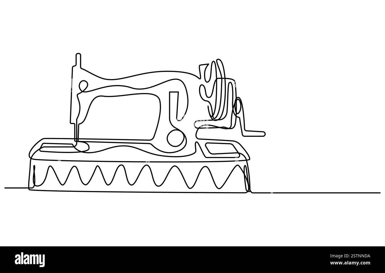 vintage sewing machine continuous line vector illustration Stock Vector ...