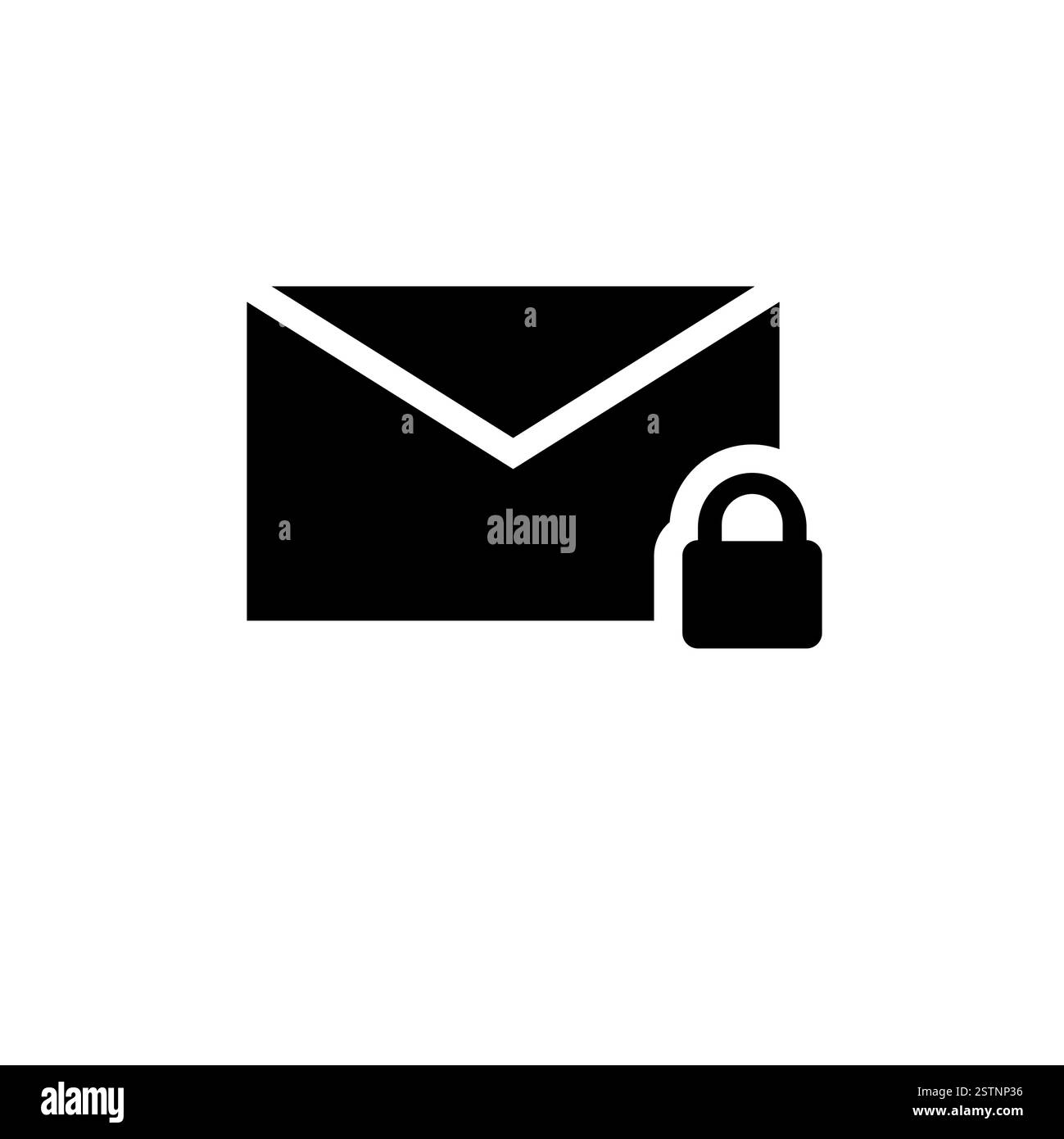 Secure Letter Lock, Protection Mail Solid Flat Vector Icon Isolated on White Background. Stock Vector