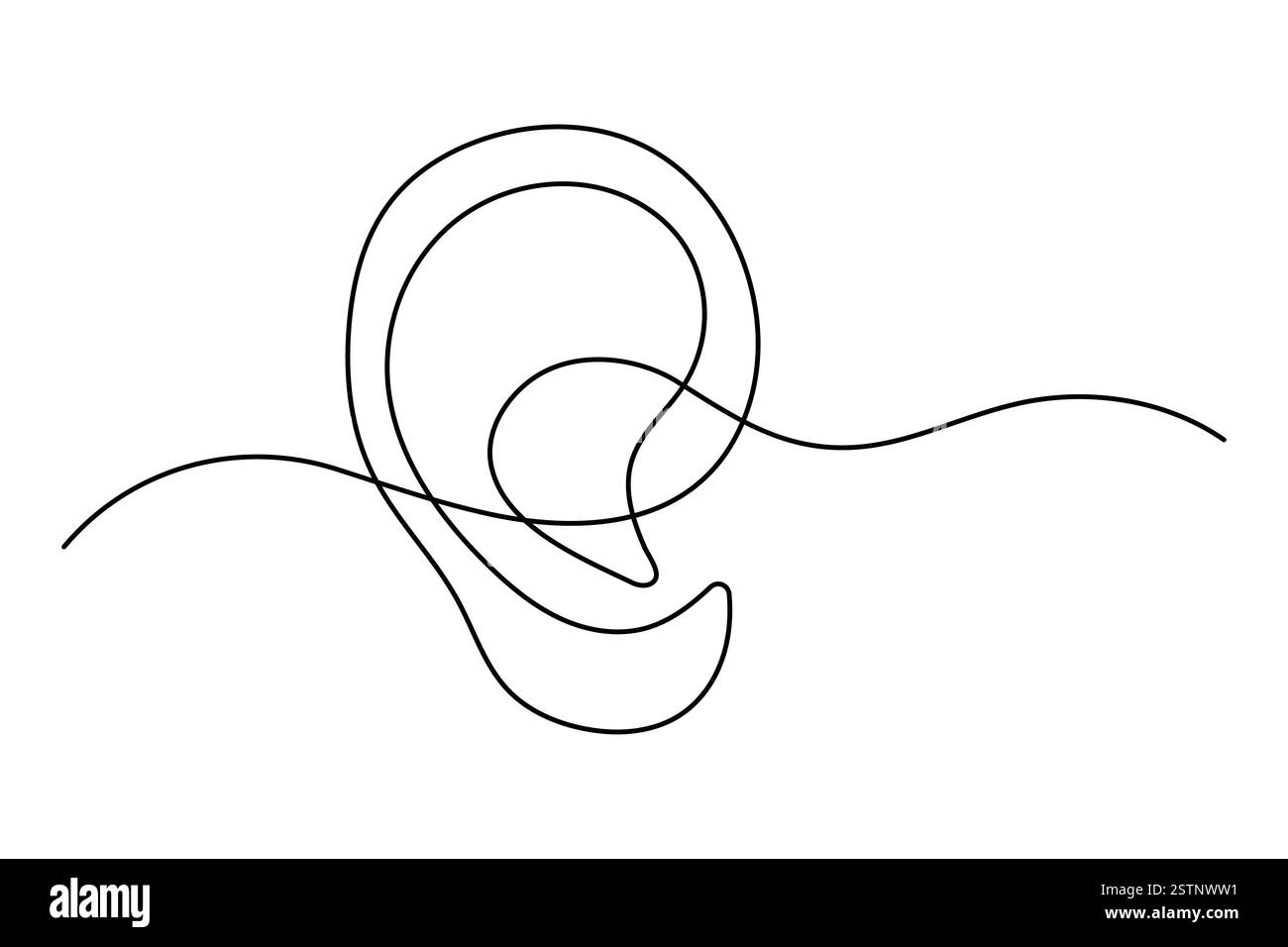 Continuous one line drawing of human ear Isolated on white background ...