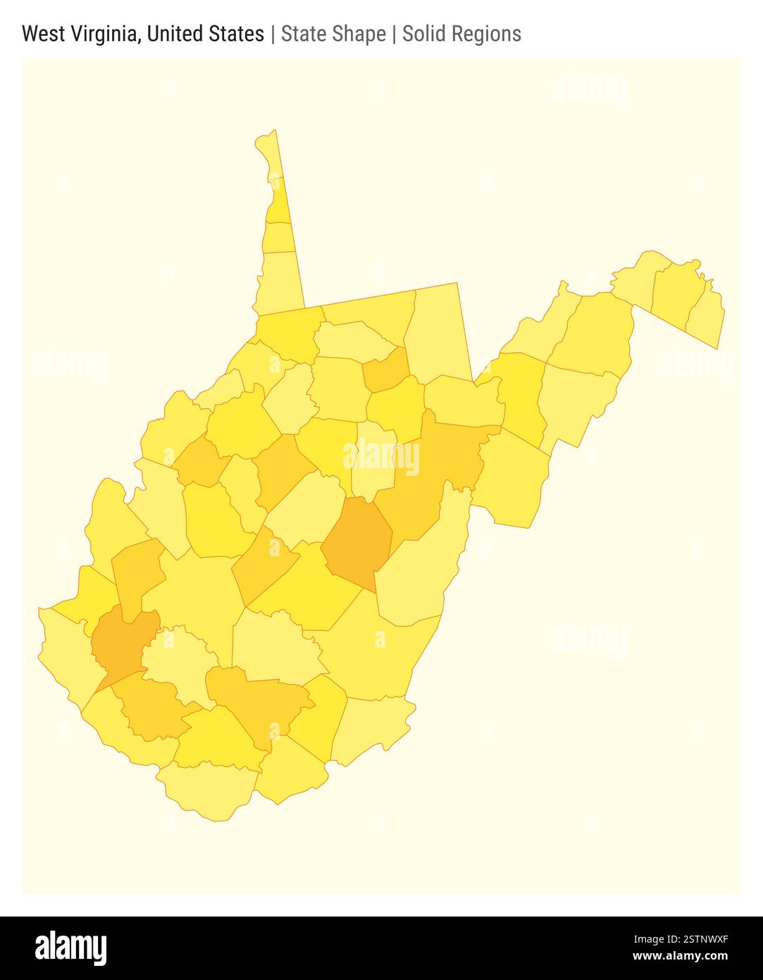 West Virginia United States Simple - West Virginia United States Simple Vector Map State Shape Solid Regions Style Border Of West Virginia Vector Illustration 2STNWXF 