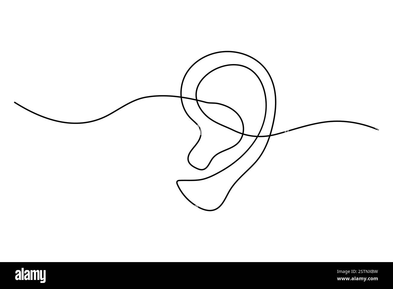 Continuous one line drawing of human ear Isolated on white background ...
