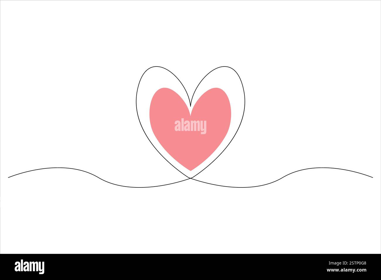 Continuous one line Heart and love sign symbol drawing Isolated on ...
