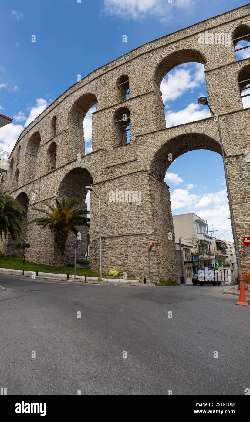 5 april 2024, Kavala, Greece. Ancient aqueduct Kamares (meaning 