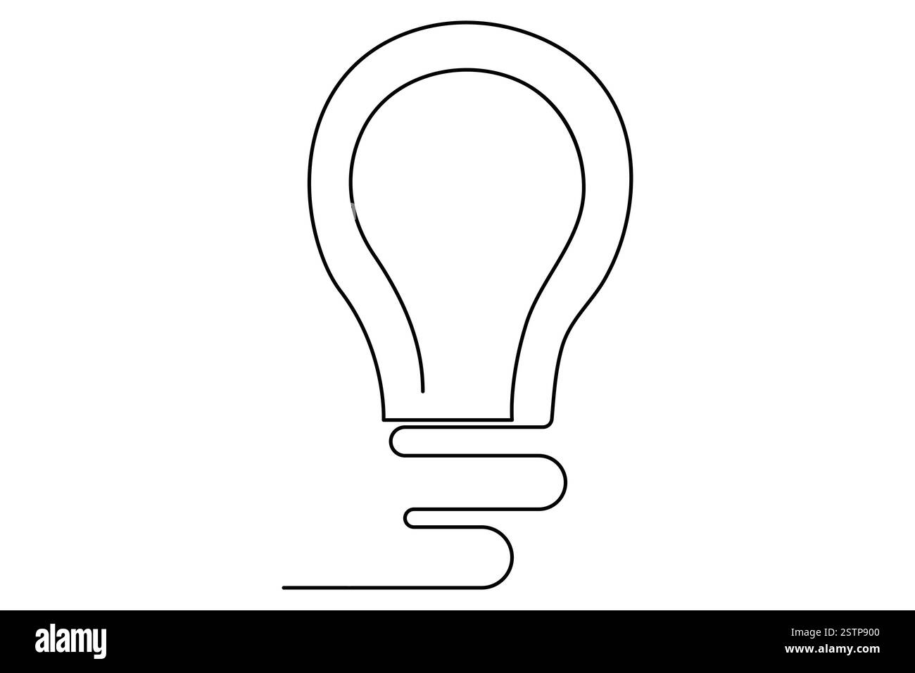 Continuous one line drawing of Light bulb symbol isolated on white background outline art illustration Stock Vector