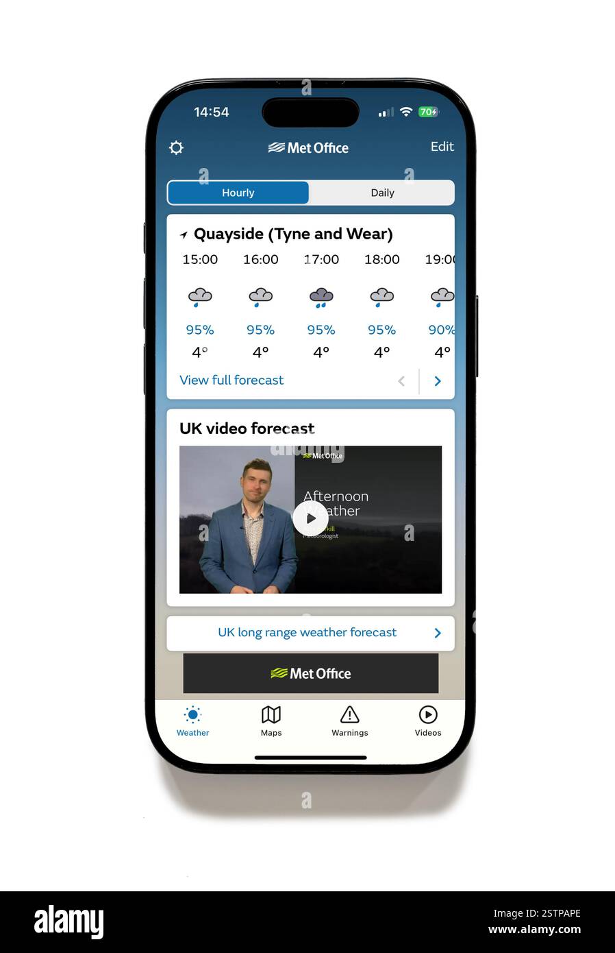 The Met Office weather app on an iPhone 16 Plus Stock Photo