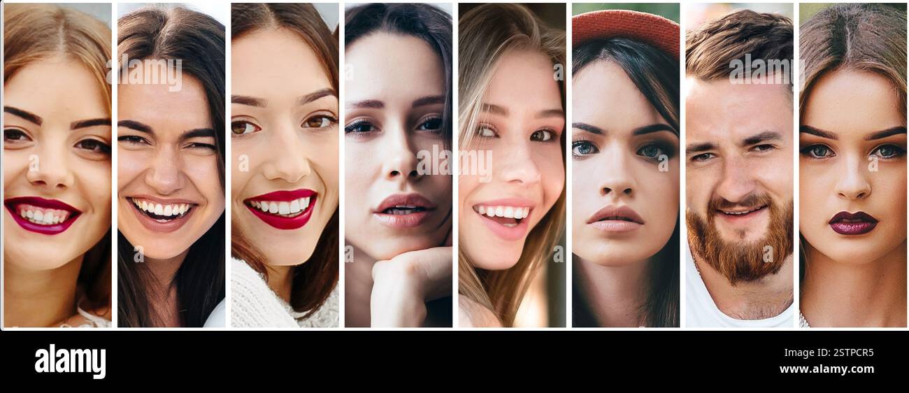 A collage of portraits of people of diverse appearance Stock Photo - Alamy