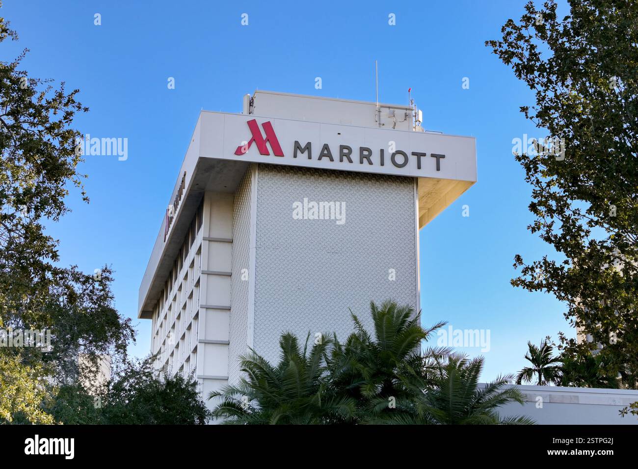 Miami, Florida, USA - 4 January 2025: Exterior view of the JW Marriott