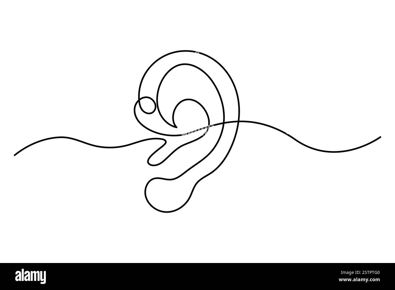 Continuous one line drawing of human ear Isolated on white background ...