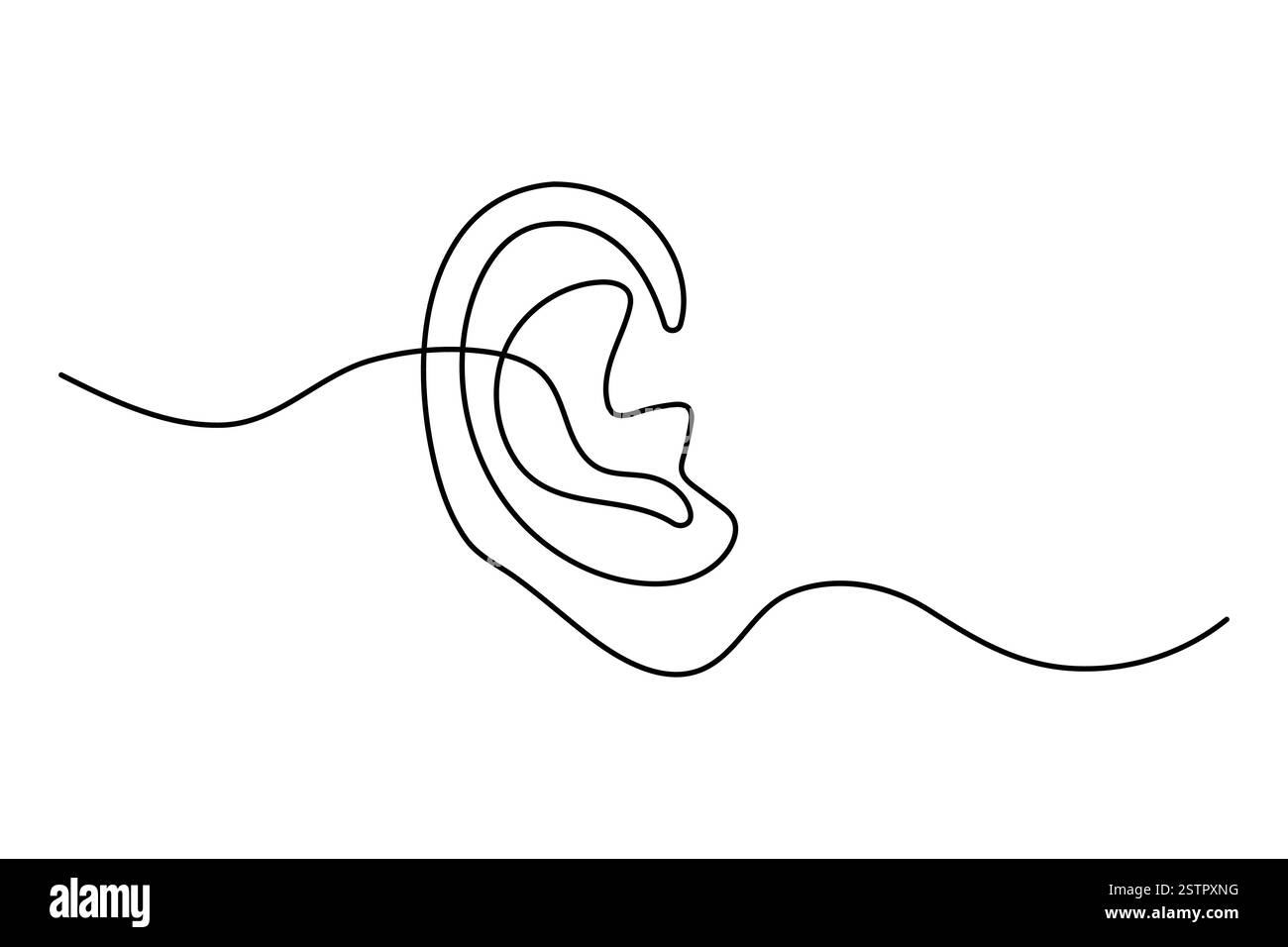 Continuous one line drawing of human ear Isolated on white background ...