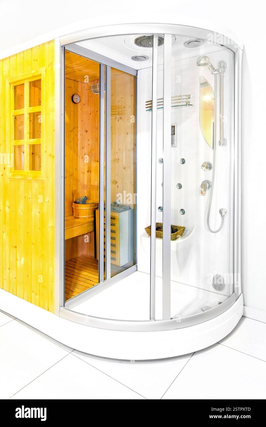 Image showcasing Sauna and shower Stock Photo - Alamy