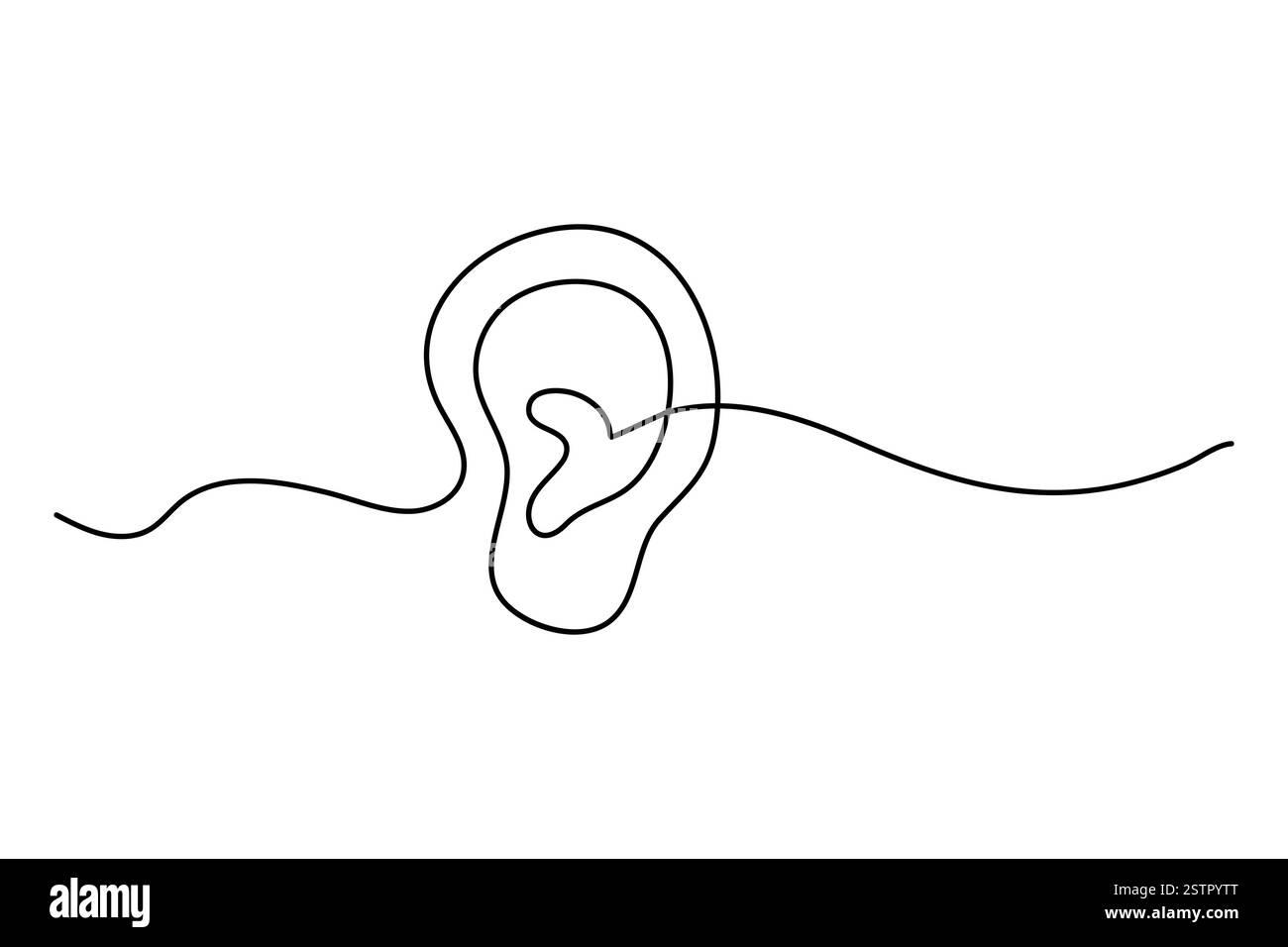 Continuous one line drawing of human ear Isolated on white background ...