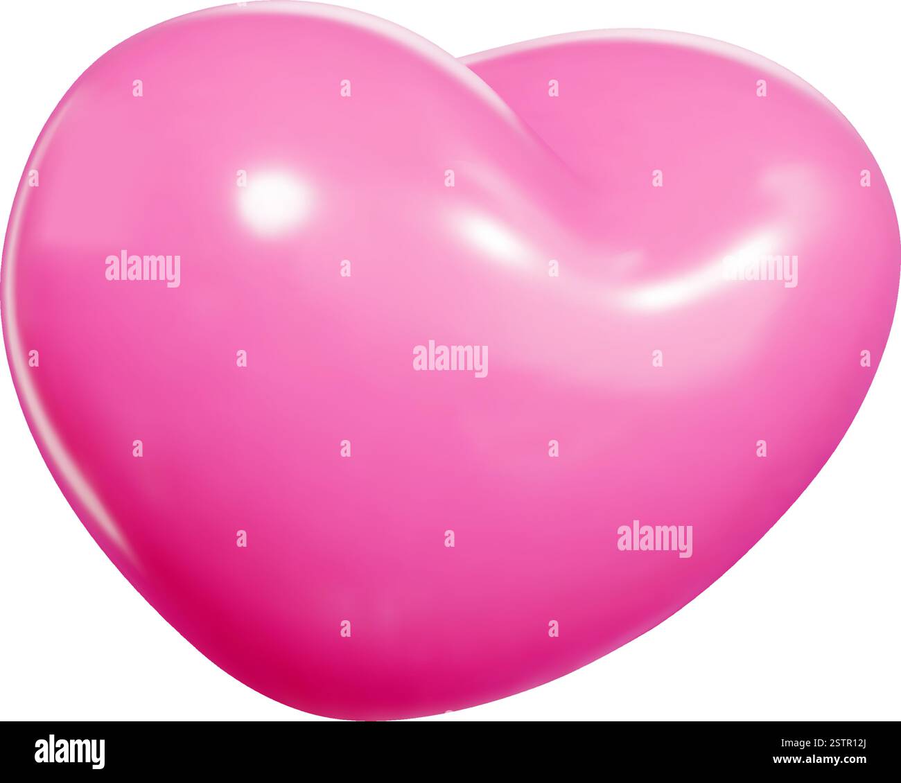 Pink balloon heart of 3d vector design in flying position with glossy ...