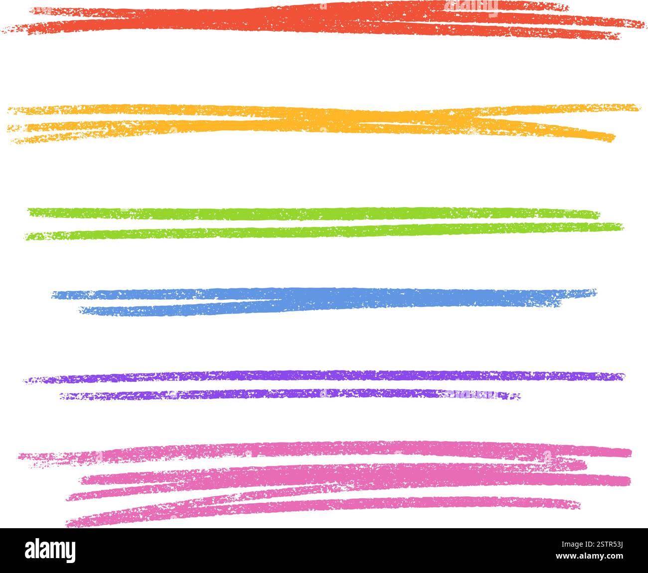 Colorful line brush strokes vector set - rainbow colors parallel marks ...