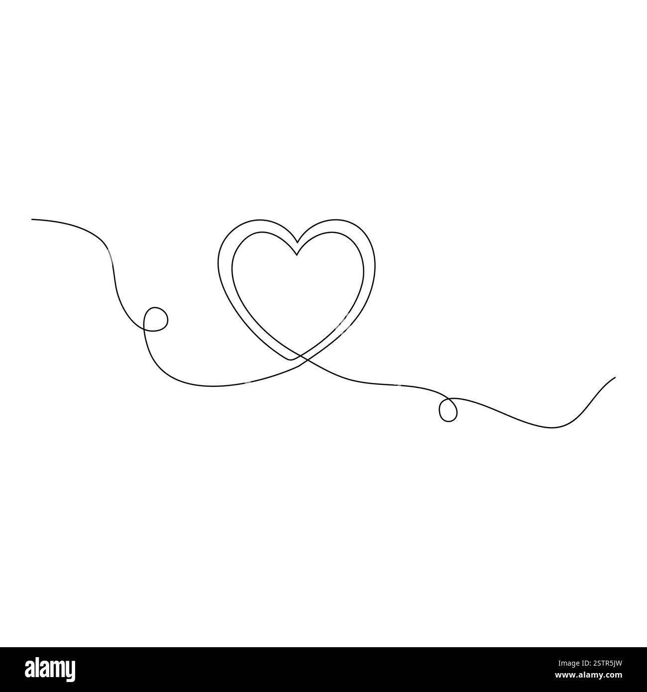 Continuous one line Heart and love sign symbol drawing Isolated on ...