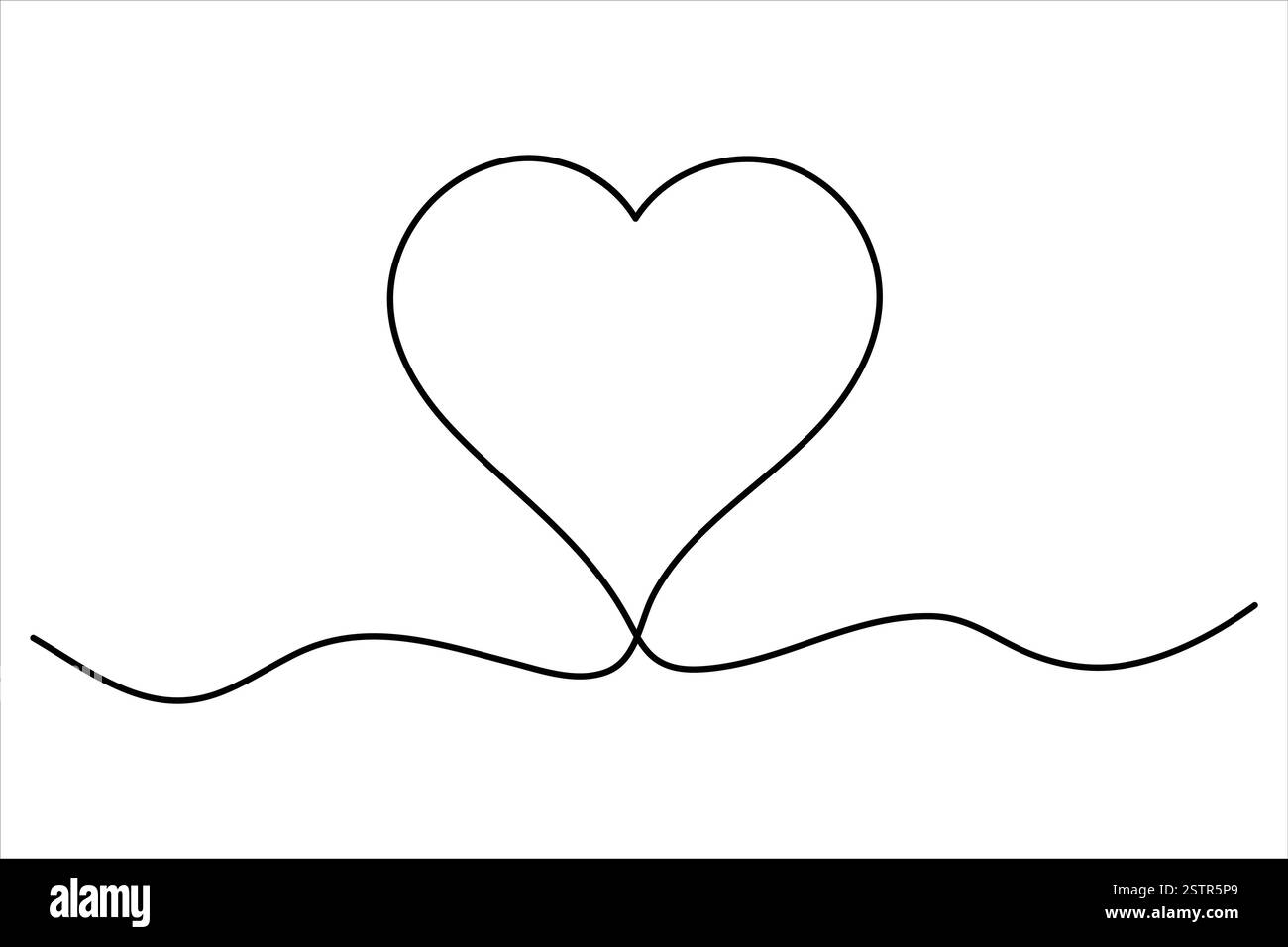 Continuous one line Heart and love sign symbol drawing Isolated on ...