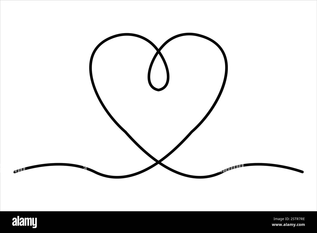 Continuous one line Heart and love sign symbol drawing Isolated on ...