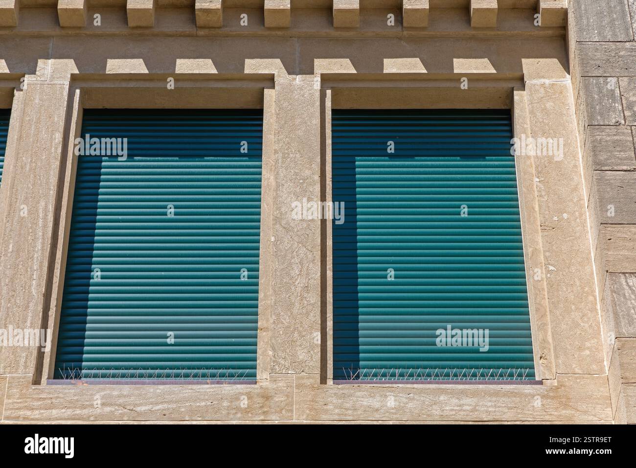 Green Blinds Closed Stock Photo