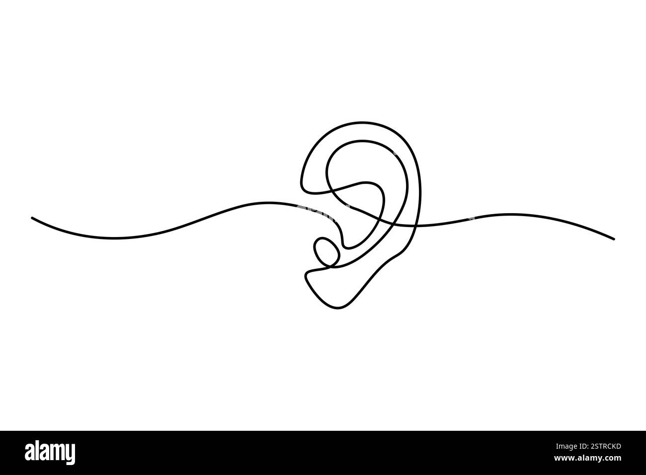 Continuous one line drawing of human ear Isolated on white background ...
