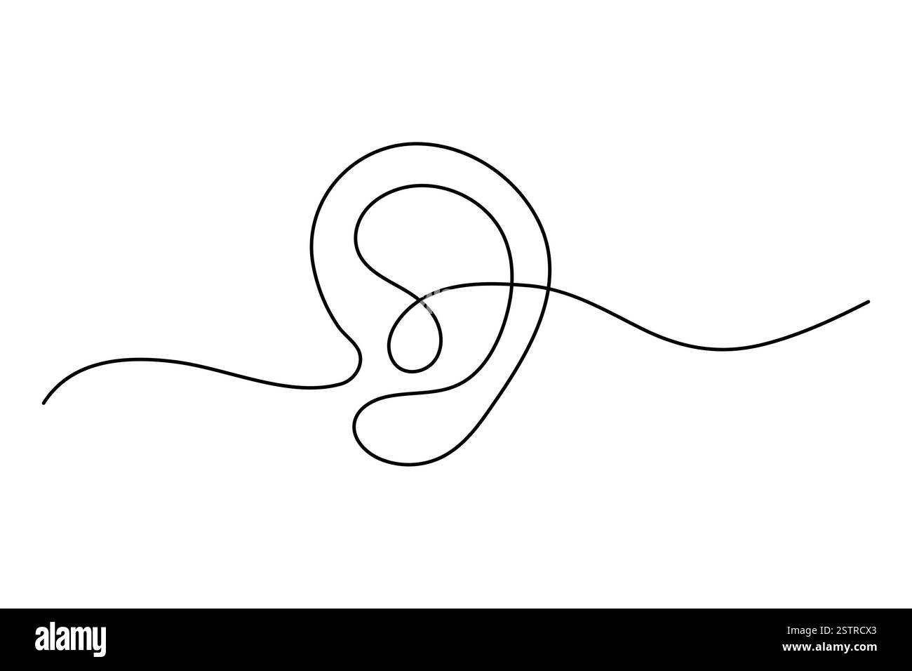 Continuous one line drawing of human ear Isolated on white background ...