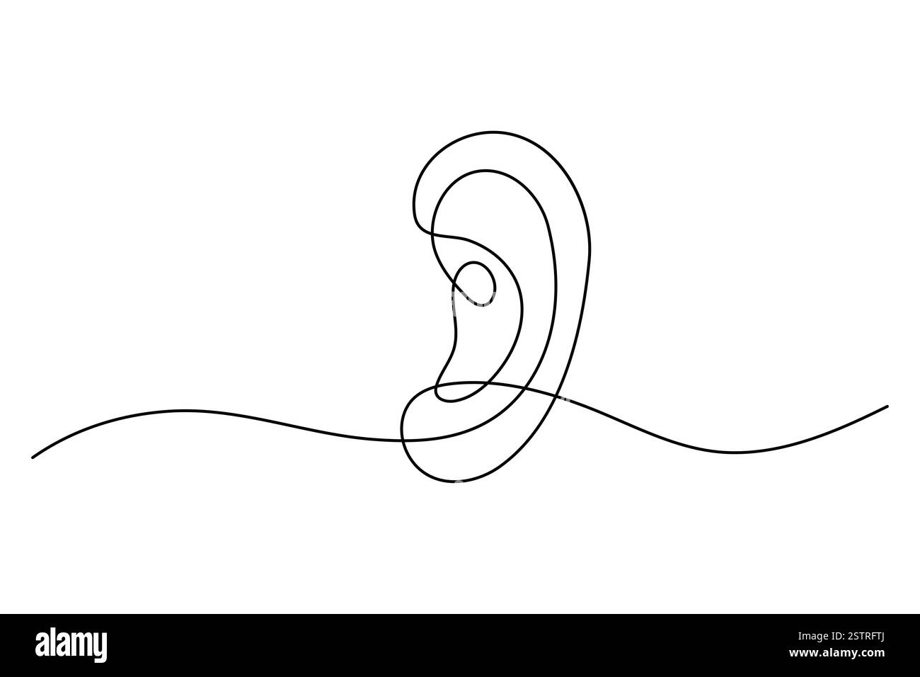 Continuous one line drawing of human ear Isolated on white background ...