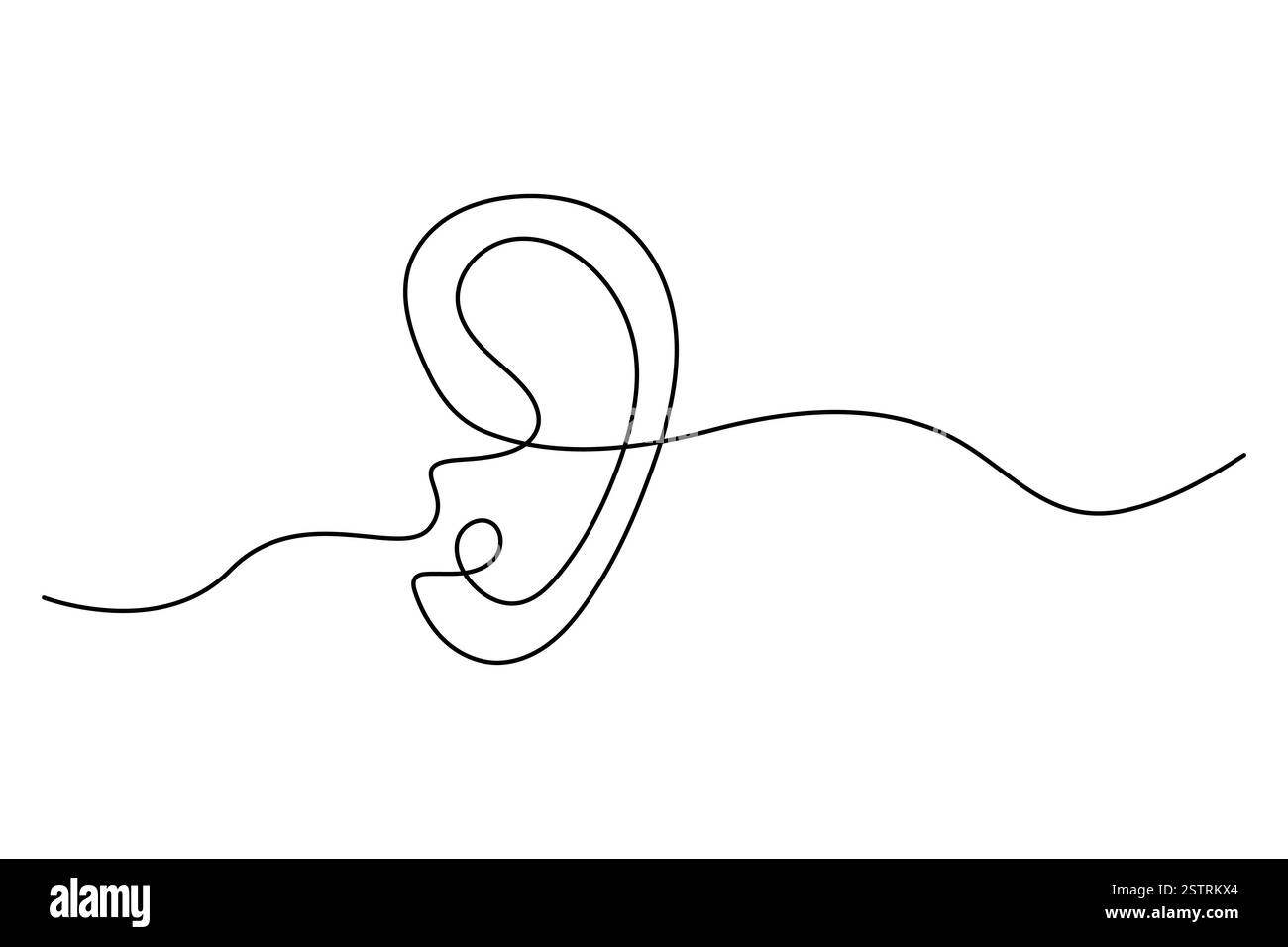 Continuous one line drawing of human ear Isolated on white background ...