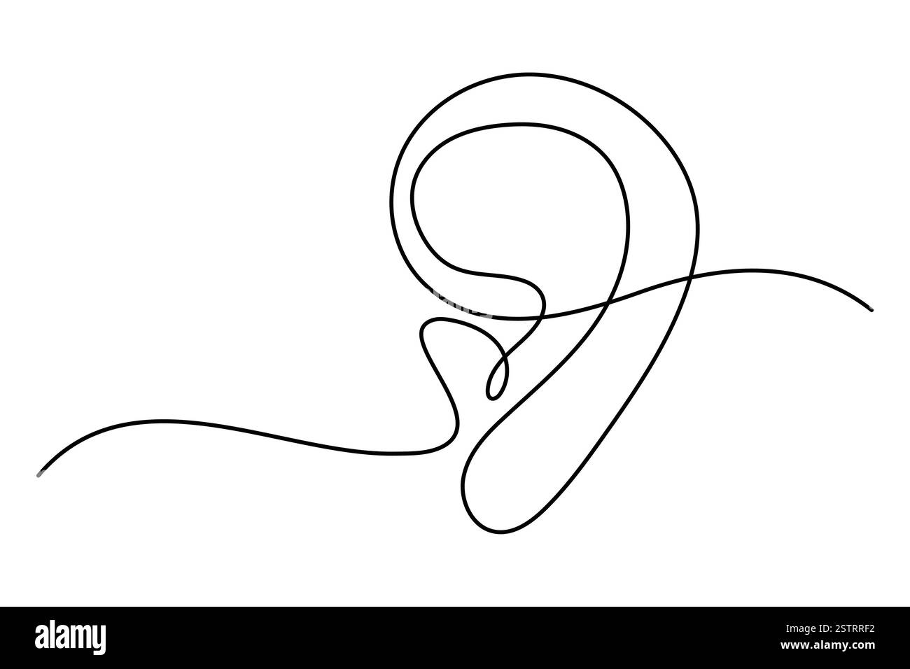Continuous one line drawing of human ear Isolated on white background ...