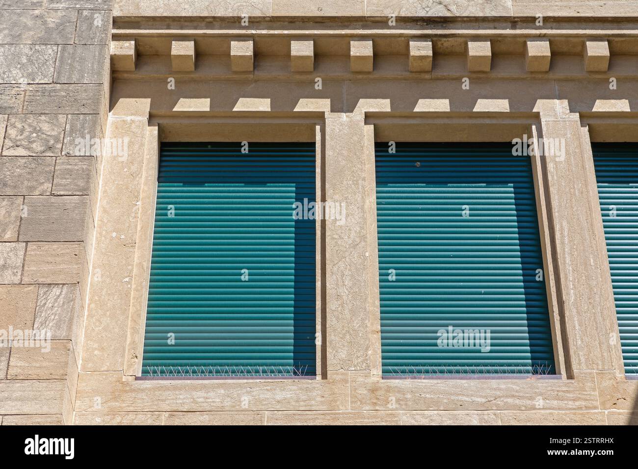 Green Blinds Closed Stock Photo