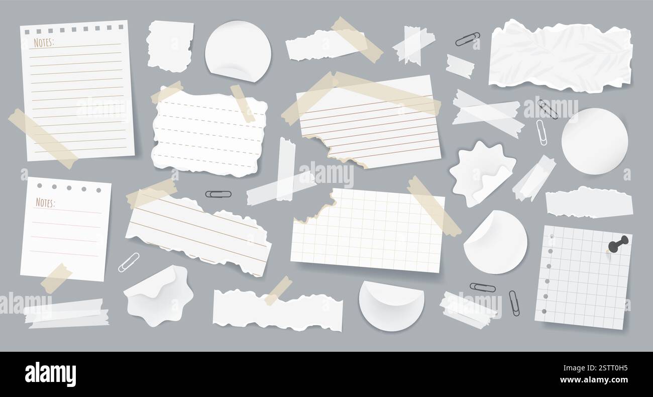Set of various torn paper notes, stickers, tapes Stock Vector Image ...
