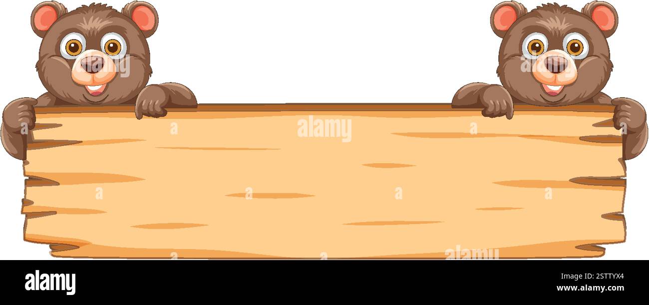 Two cartoon bears holding a blank wooden sign Stock Vector Image & Art ...