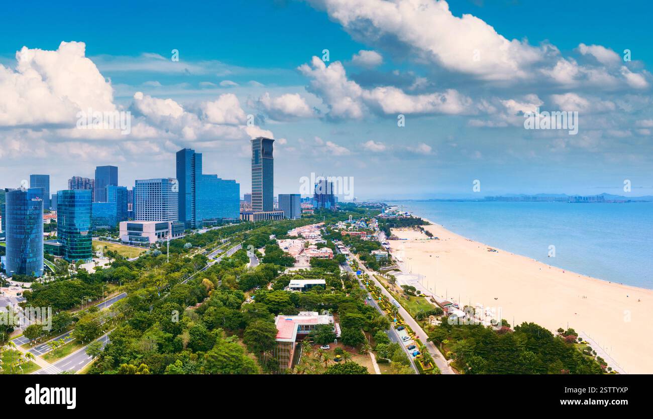 Guanyin Mountain Coastal City Scenery in Xiamen, China Stock Photo
