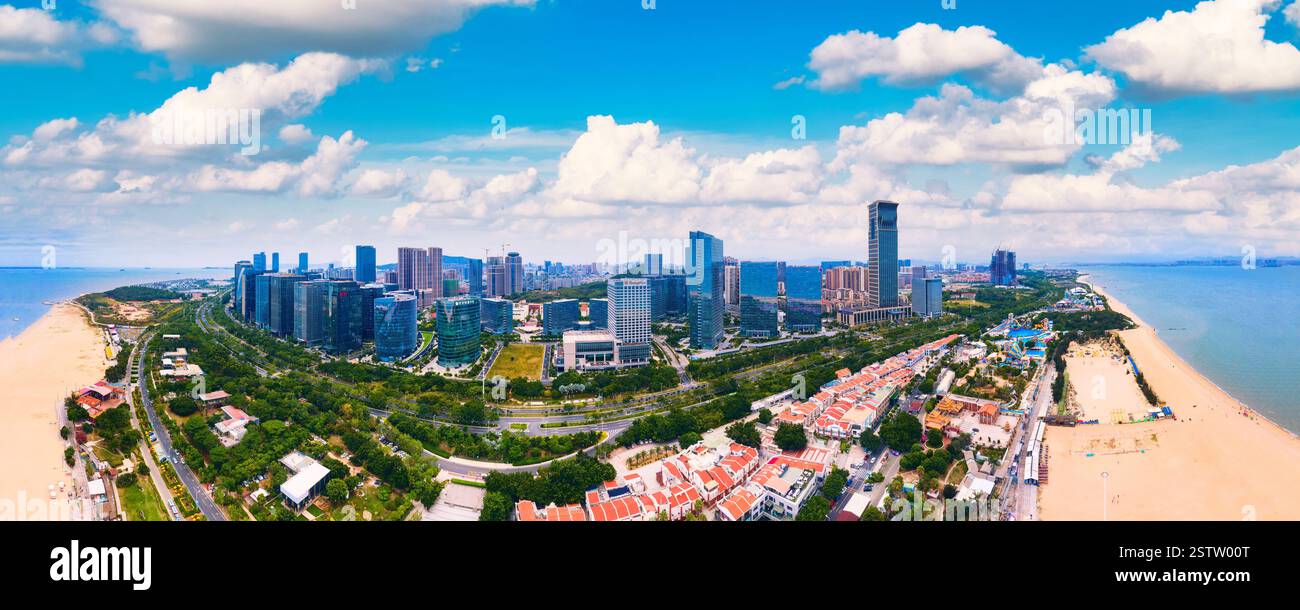Guanyin Mountain Coastal City Scenery in Xiamen, China Stock Photo