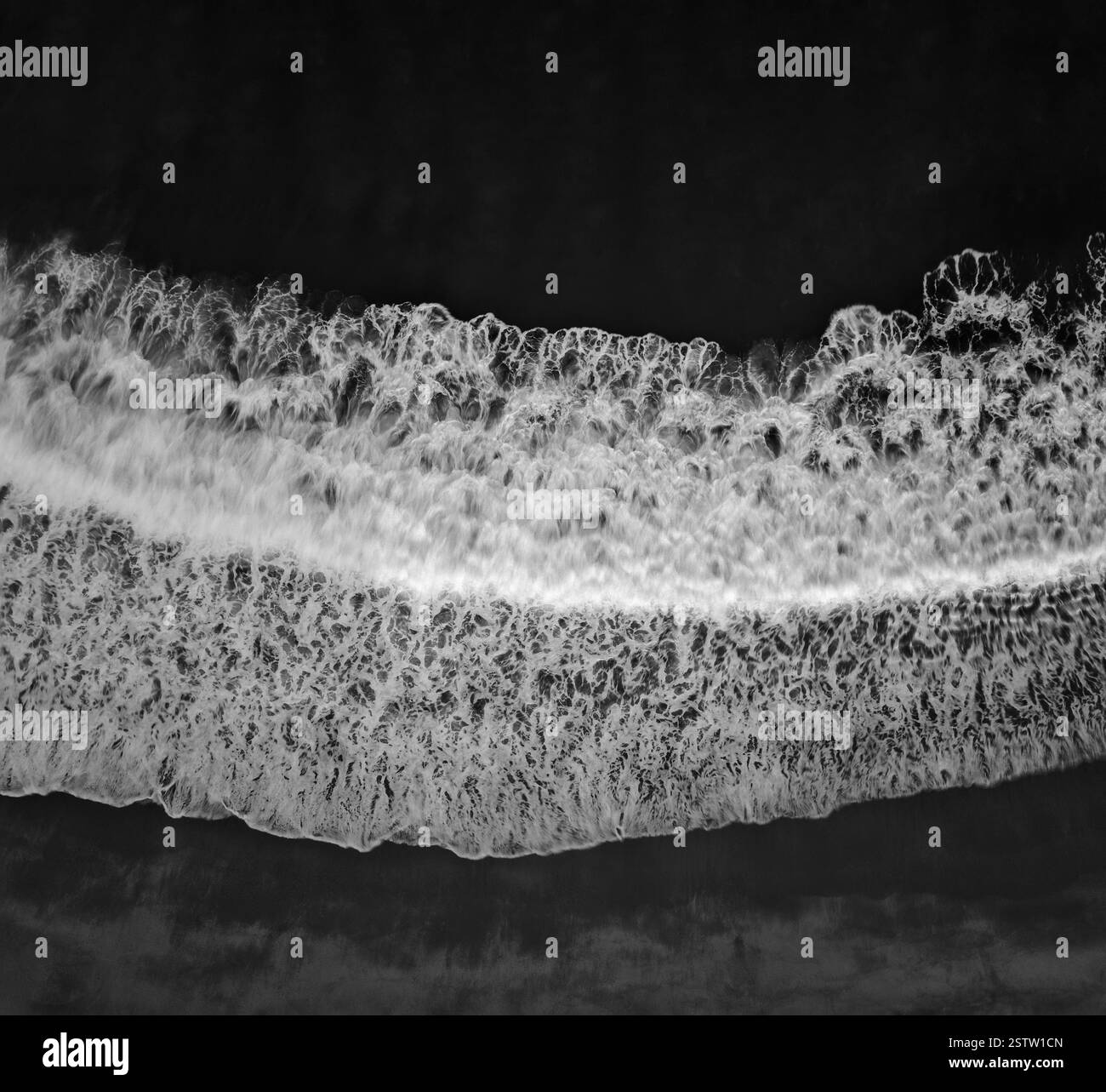 Aerial view of sea wave and beach in black and white Stock Photo - Alamy