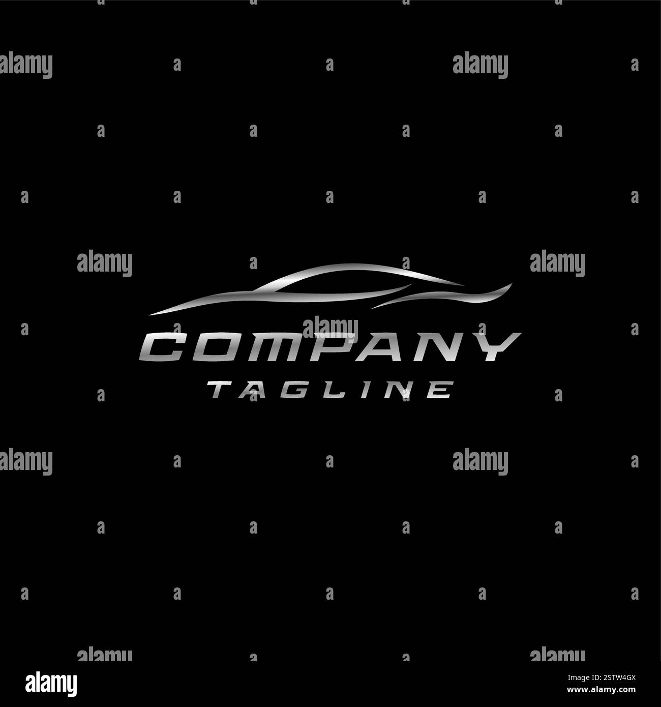 Racing Car Silhouette Line Logo Design. Curved Lines High Speed Car Silhouette Logo Design. Stock Vector