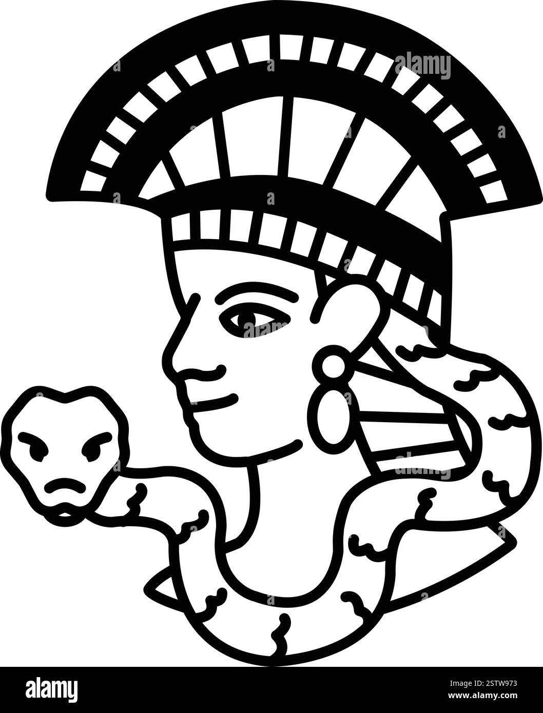 A woman with a snake around her neck Stock Vector