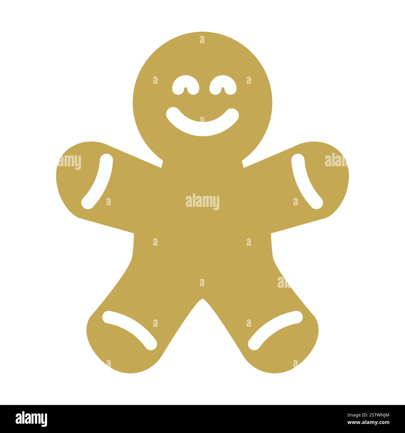Beige gingerbread man flat icon. Cookie vector flat design, Stock Vector