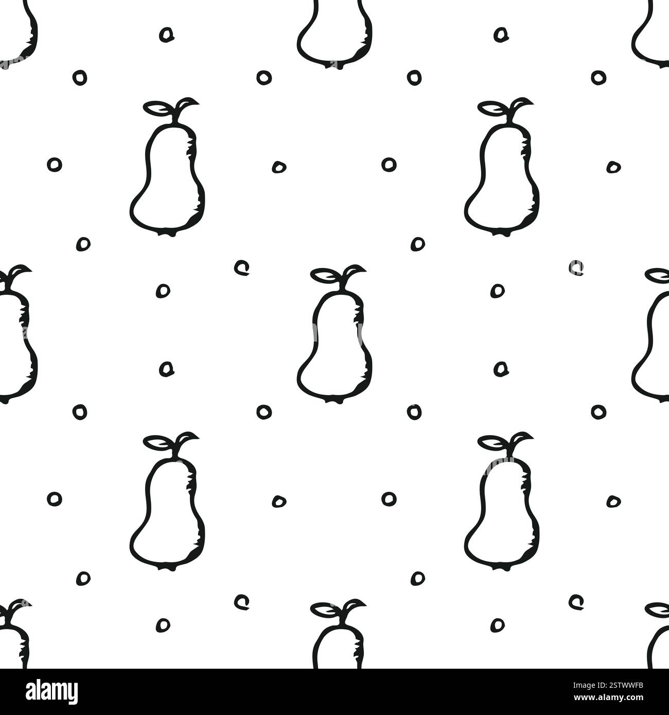 Seamless pattern with pear icons. Drawn pear background. Doodle vector ...