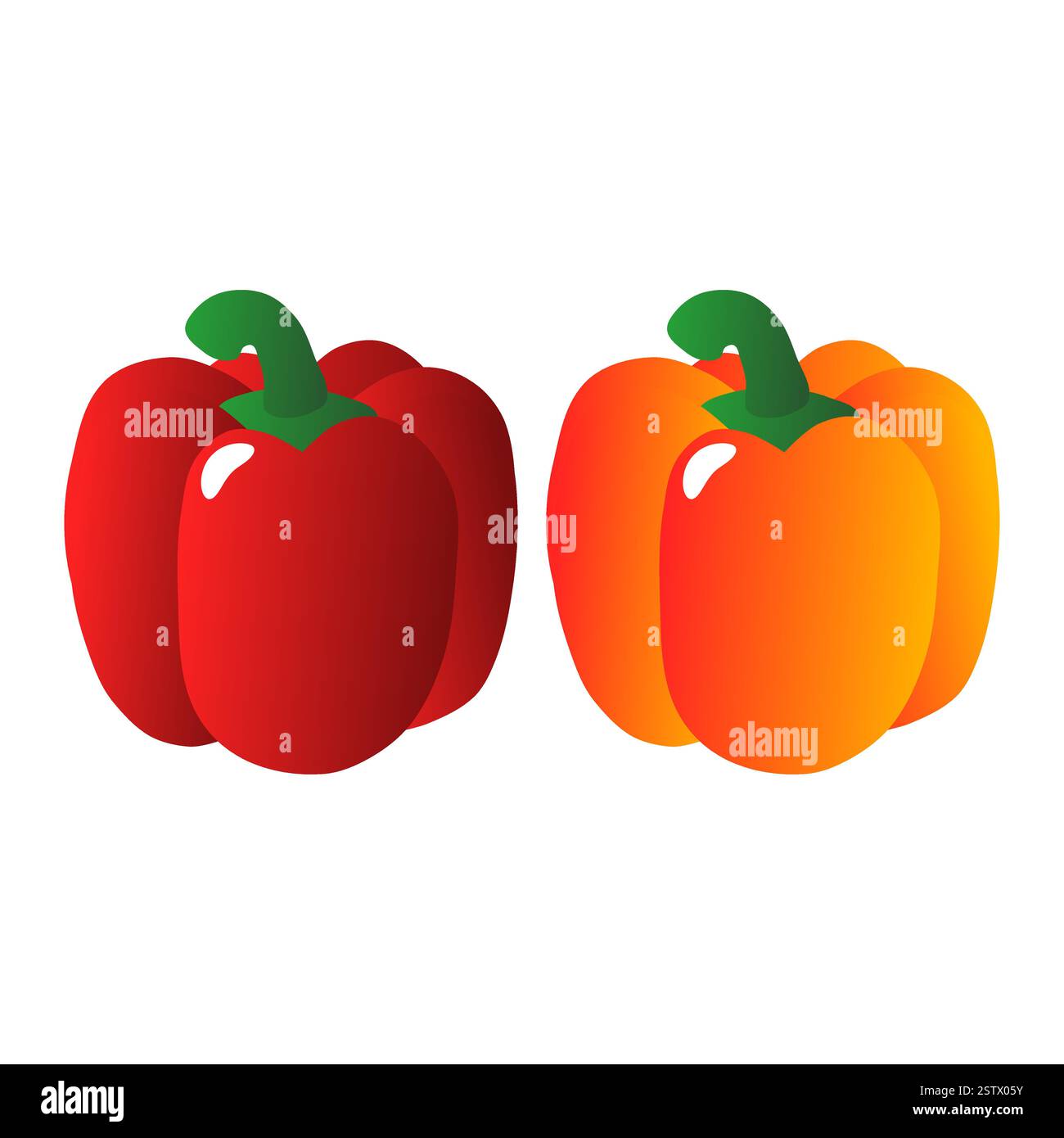 Hot Red Yellow Bell Pepper Vector. Whole Bell Pepper Element. Raw Bell ...
